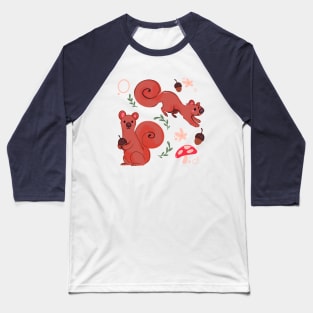 Squirrels & Mushrooms Baseball T-Shirt